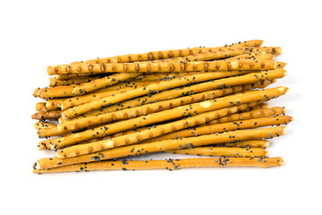 pretzels with poppy seeds on white background