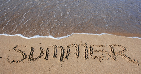 Summer Written In A Sandy  Beach