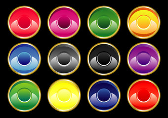 Set of multi-colored buttons