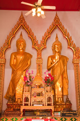 Gold Buddha in thai temple at Ayutthaya- Thailand