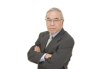 old Japanese male businessman cross arm