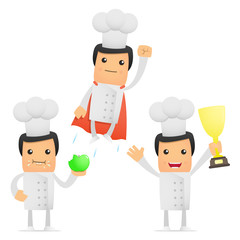 set of funny cartoon chef