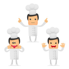 set of funny cartoon chef