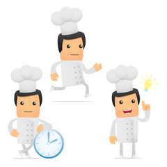 set of funny cartoon chef