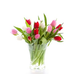 Fresh colorful tulips in a vase