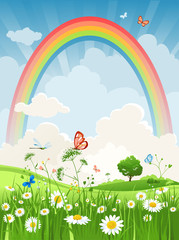 Obraz na płótnie Canvas Summer day with rainbow