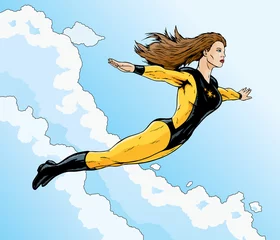 Zelfklevend Fotobehang Strips superheldin vlucht