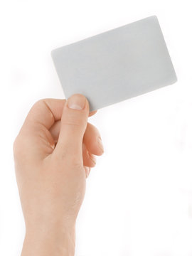 Blank card in a women hand