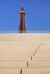 Blackpool tower with new promenade steps