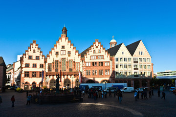 famous Roemerberg in Frankfurt, the former historic city center