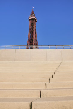 Blackpool Tower With New Promenade Steps