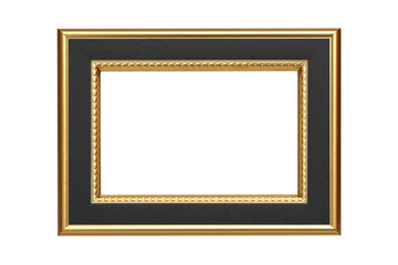 Gold-black frame isolated on white background