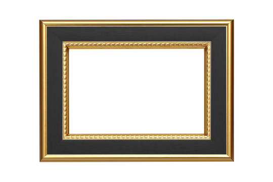 Gold-black frame isolated on white background