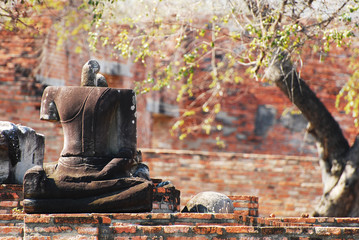 Buddha statues damaged Ayutthaya