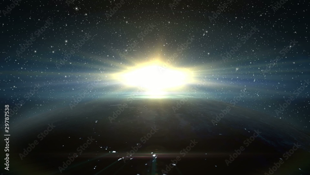 Wall mural sun rising over the earth