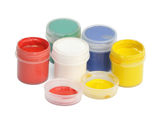 Opened paint buckets colors