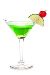Green melon ball martini cocktail with vodka