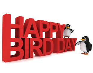 Happy Bird Day say the 3d penguins...