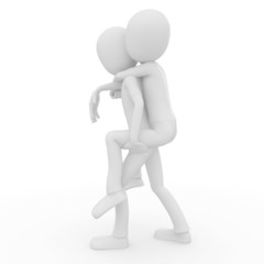 3d man carrying injured person