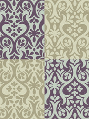 Damask Flower Pattern Wallpaper