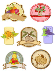 set of vintage labels with fruits