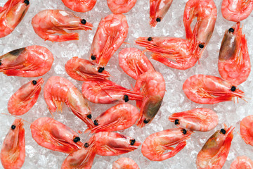 Prawns on crushed ice