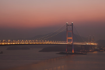 Obraz premium Tsing Ma Suspension Bridge in Hong Kong