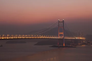 Handdoek met foto Hong-Kong Tsing Ma Suspension Bridge in Hong Kong  © philipus