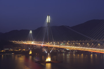 Ting Kau Bridge at night, Hong Kong