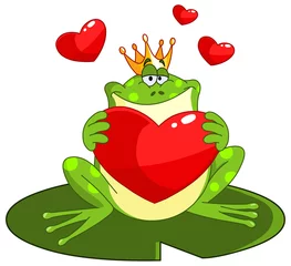 Poster Monde magique Prince grenouille avec coeur