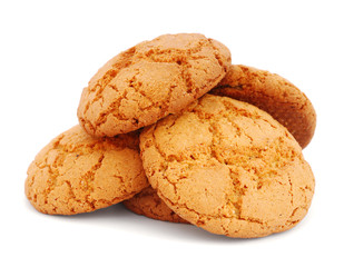 Pile of cookies on white background