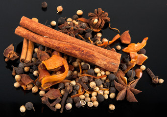 Spices on black