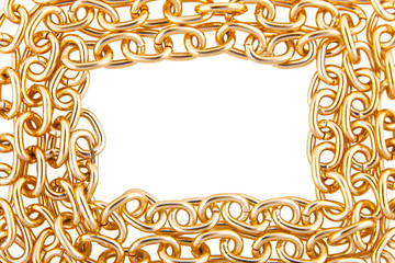 Border from golden chain isolated on white