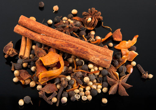 Spices on black
