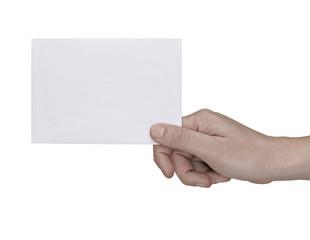 Obraz premium hand holding blank message note