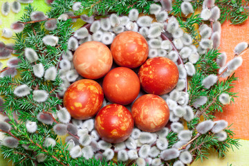Decoration of easter eggs