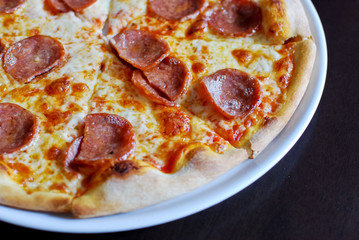 Pepperoni pizza closeup
