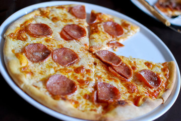 Pepperoni pizza closeup