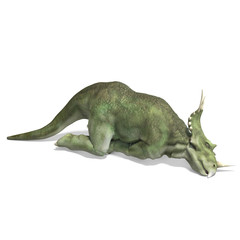 Dinosaur Styracosaurus. 3D rendering with clipping path and