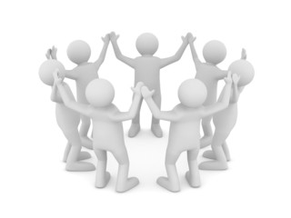 Conceptual image of teamwork. Isolated 3D on white