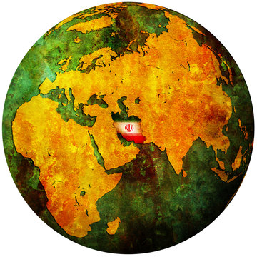 Illustration of flag on globe map