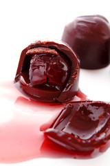 Sliced chocolate isolated