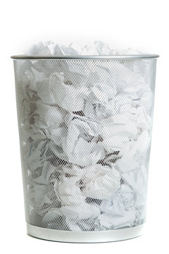 Wire Mesh Trash Can on White