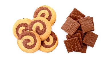 Chocolate cookies isolated on white