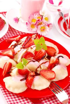 sweet ravioli with strawberry