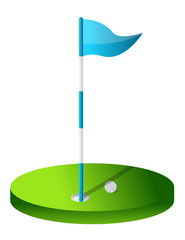 Drawing of a Golf Hole illustration isolated over white