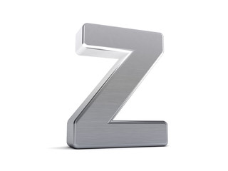 Letter Z as brushed metal object over white
