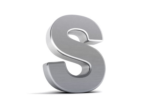 Letter S as brushed metal object over white