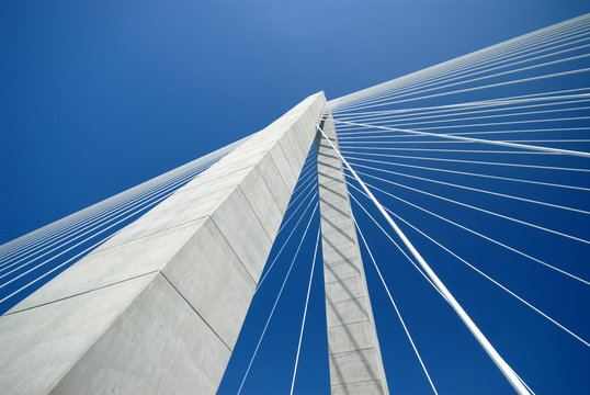 Fototapeta Detail of Arthur Ravenel Bridge in Charleston SC
