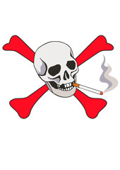 No smoking. illustration with cigarette and skeleton.